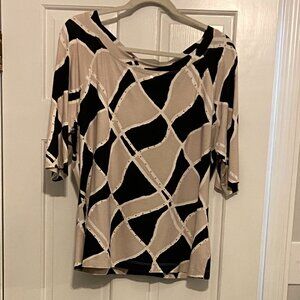 St John Geometric Print Top EUC XL